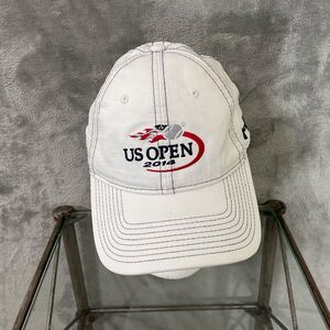 US Open 2014 Ball Cap Hat OSFM adj. Hook n Loop White With Red & Blue Logo